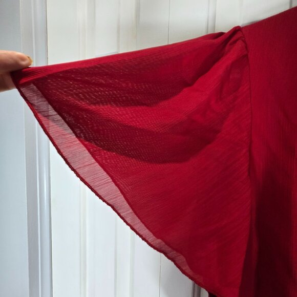 NWT Dark Red Ruffle Summer Dress – Size Large, Tie-Up Neck - Picture 4 of 7